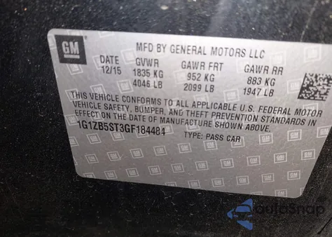 2016 Chevrolet Malibu Ls from USA, damaged, VIN 1G1ZB5ST3GF184484